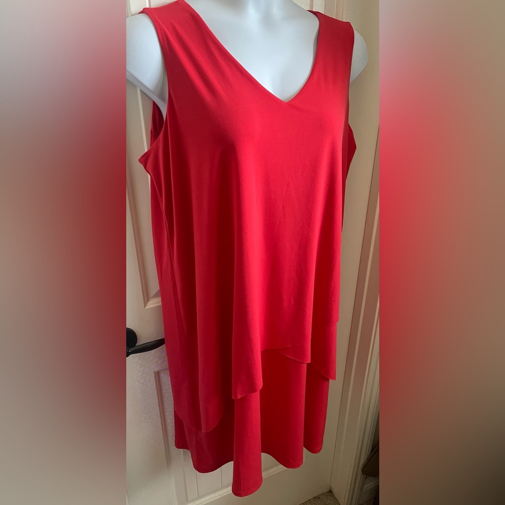 Susan Graver Midi Liquid Knit Sleeveless Tiered V-neckline Dress Size XL Petite - Picture 5 of 11